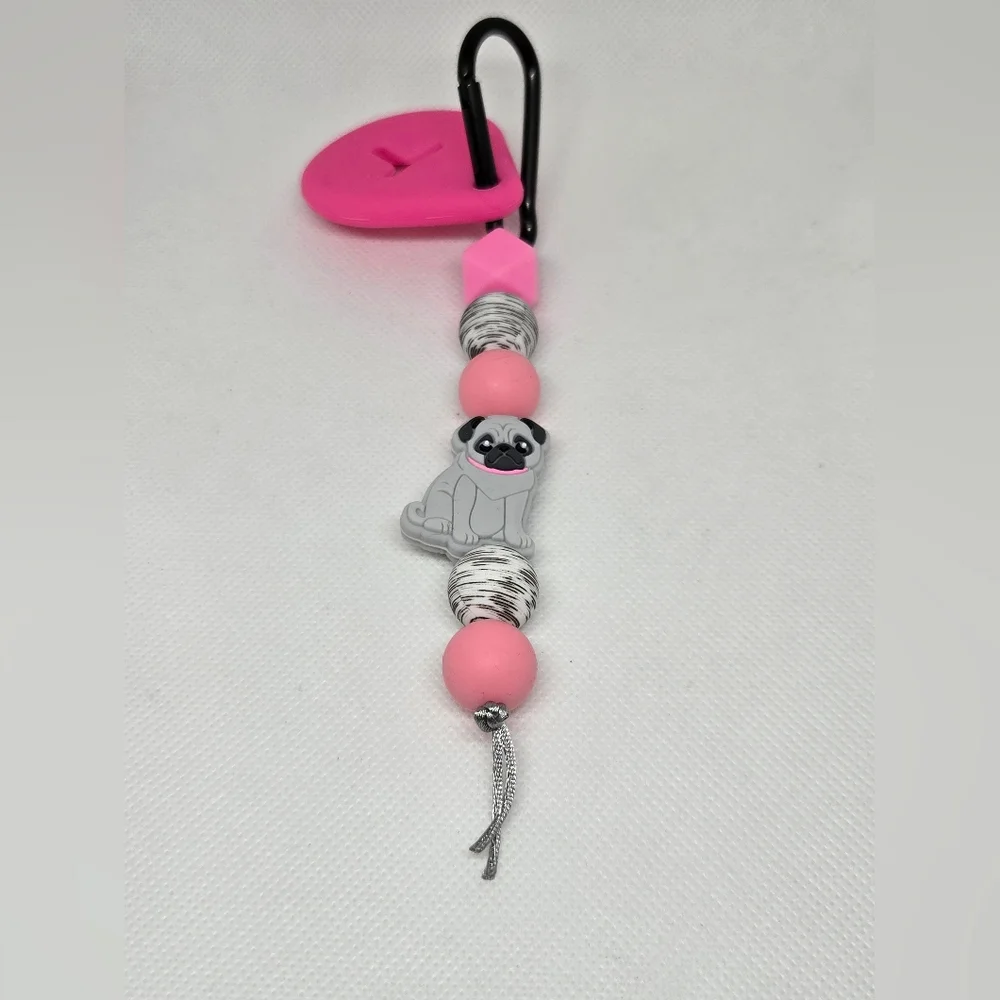 NWT Handcrafted Adorable Pug Pink Dog Poop Bag Holder